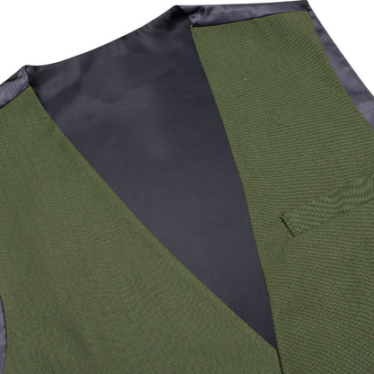 Green Cotton Solid Splicing Jacquard Men's Vest Set vest set    - Sophisticated Gentlemen