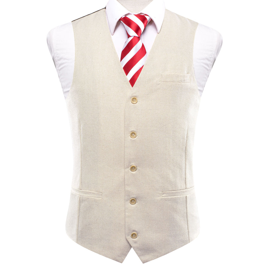 Champagne Solid Wool Splicing Jacquard Men's Vest Set vest set S (Chest 40")   - Sophisticated Gentlemen