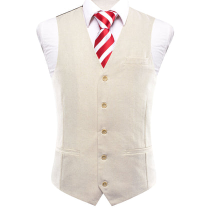 Champagne Solid Wool Splicing Jacquard Men's Vest Set vest set S (Chest 40")   - Sophisticated Gentlemen