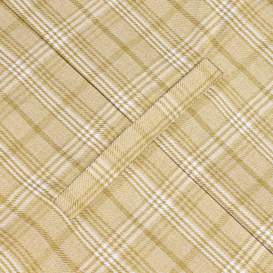 Light Yellow Plaid Splicing Jacquard Men's Vest Set vest set    - Sophisticated Gentlemen