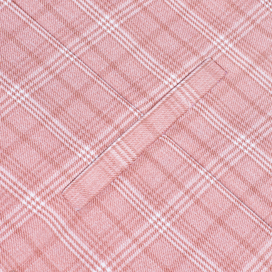 Pink White Plaid Splicing Jacquard Men's Vest Set vest set    - Sophisticated Gentlemen