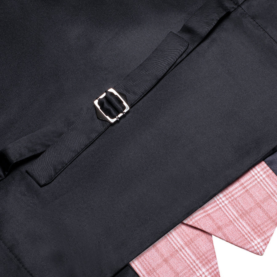 Pink White Plaid Splicing Jacquard Men's Vest Set vest set    - Sophisticated Gentlemen