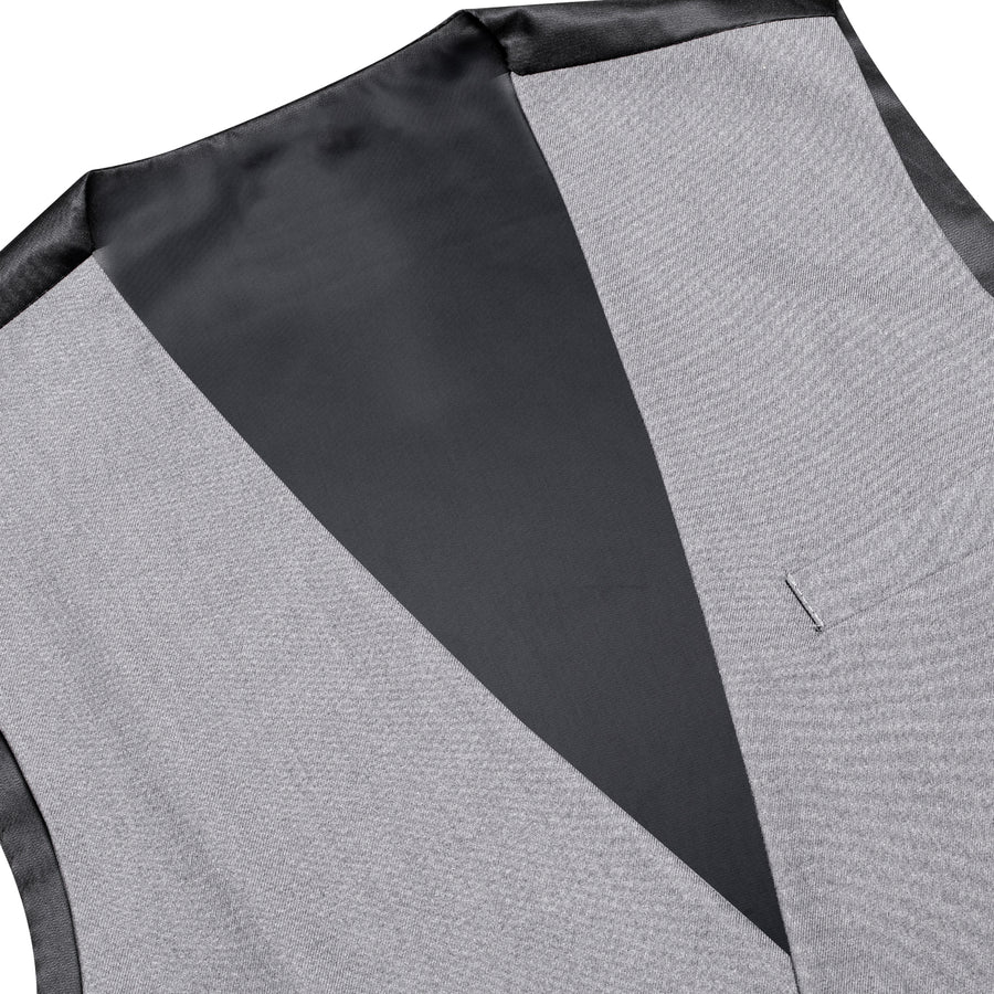 Gray Solid Splicing Jacquard Men's Vest Set vest set    - Sophisticated Gentlemen