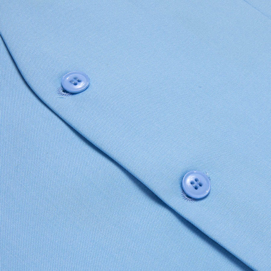 Light Sky Blue Solid Splicing Jacquard Men's Vest Set vest set    - Sophisticated Gentlemen