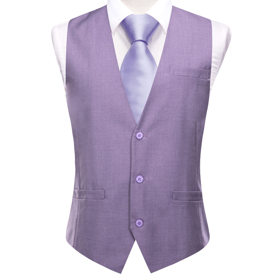 Heather Purple Solid Splicing Jacquard Men's Vest Set vest set S (Chest 40")   - Sophisticated Gentlemen