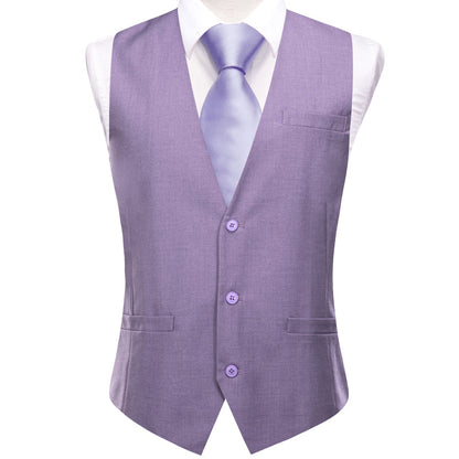 Heather Purple Solid Splicing Jacquard Men's Vest Set vest set S (Chest 40")   - Sophisticated Gentlemen