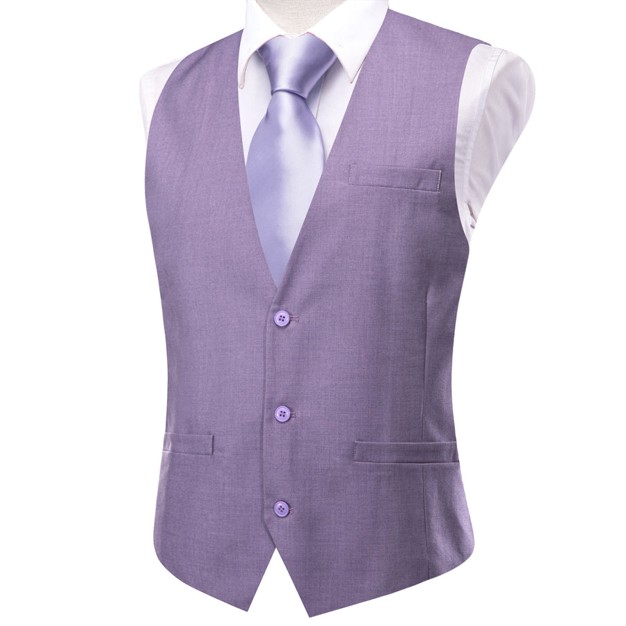 Heather Purple Solid Splicing Jacquard Men's Vest Set vest set    - Sophisticated Gentlemen