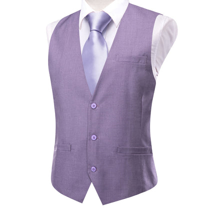 Heather Purple Solid Splicing Jacquard Men's Vest Set vest set    - Sophisticated Gentlemen