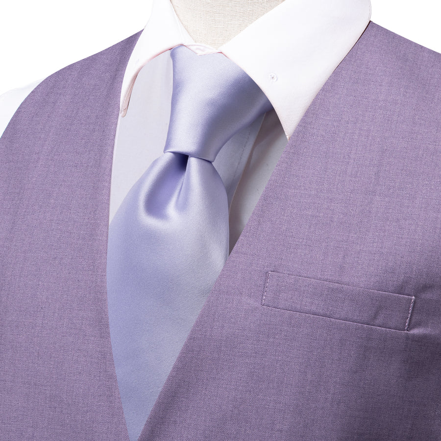 Heather Purple Solid Splicing Jacquard Men's Vest Set vest set    - Sophisticated Gentlemen