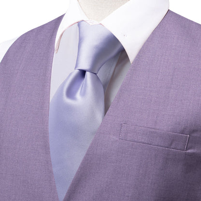 Heather Purple Solid Splicing Jacquard Men's Vest Set vest set    - Sophisticated Gentlemen