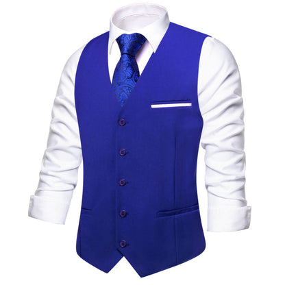 Cobalt Blue Solid Silk Vest Set vest set    - Sophisticated Gentlemen