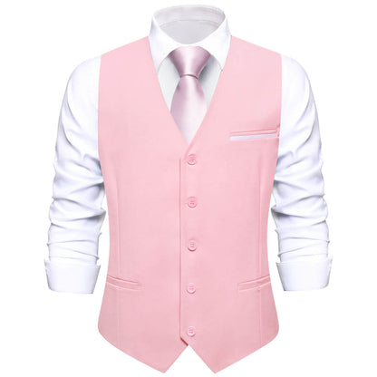 Baby Pink Solid Silk Vest Set vest set S (Chest 40")   - Sophisticated Gentlemen