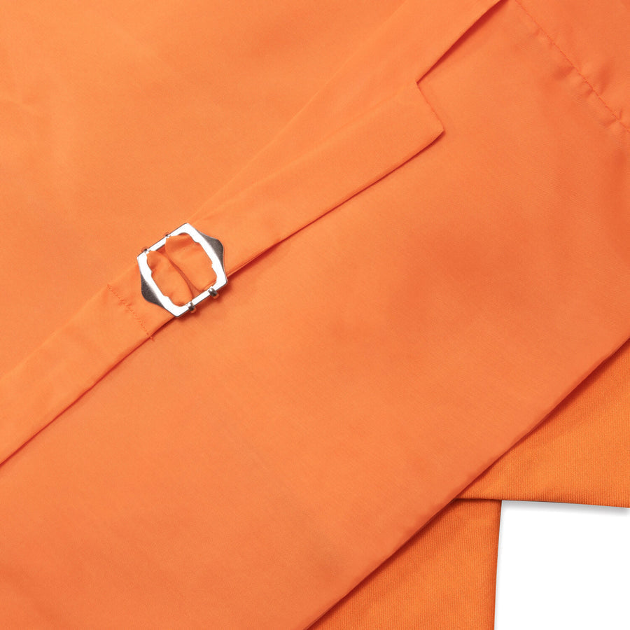 Coral Orange Solid Silk Vest Set vest set    - Sophisticated Gentlemen