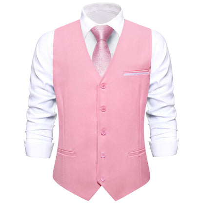 Light Pink Solid Silk Vest Set vest set S (Chest 40")   - Sophisticated Gentlemen