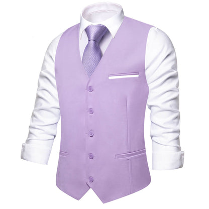 Thistle Purple Solid Silk Vest Set vest set    - Sophisticated Gentlemen