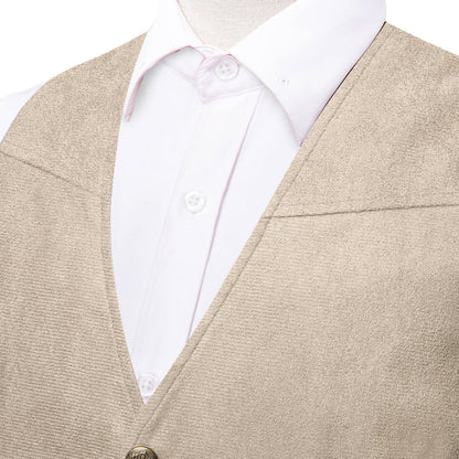 Suede Leather Solid Light Camel Style Dress Vest Set vest set    - Sophisticated Gentlemen