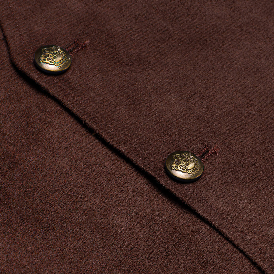 Saddle Brown Solid Suede Waistcoat Vest Set vest set    - Sophisticated Gentlemen