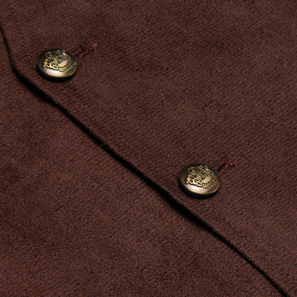 Saddle Brown Solid Suede Waistcoat Vest Set vest set    - Sophisticated Gentlemen