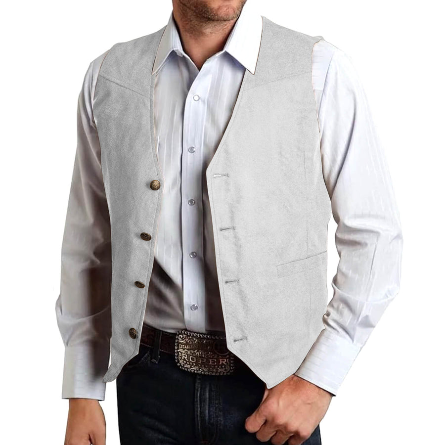 Gray Solid Suede Waistcoat Vest Set vest set    - Sophisticated Gentlemen