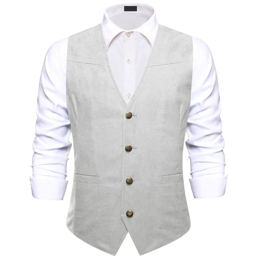 Gray Solid Suede Waistcoat Vest Set vest set S (Chest 40")   - Sophisticated Gentlemen