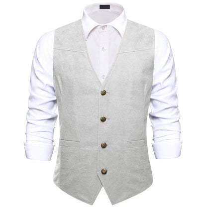 Gray Solid Suede Waistcoat Vest Set vest set S (Chest 40")   - Sophisticated Gentlemen