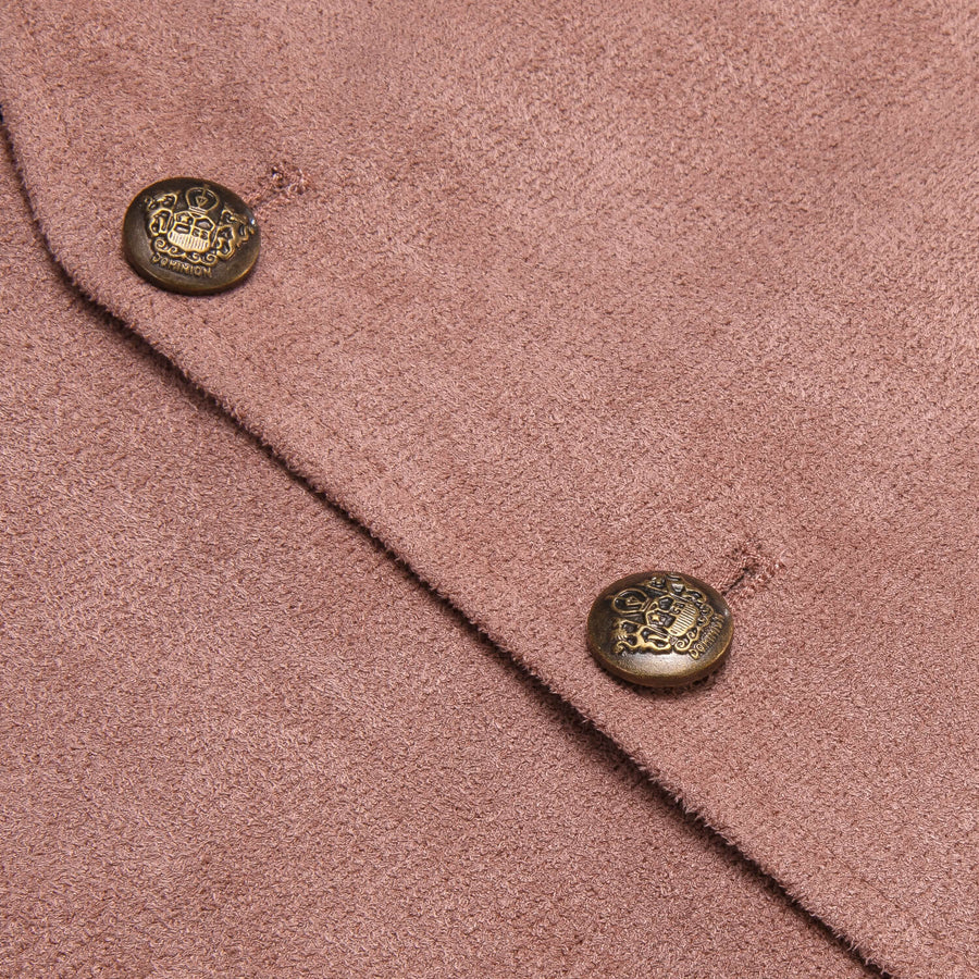 Turkish Rose Pink Solid Suede Waistcoat Vest Set vest set    - Sophisticated Gentlemen