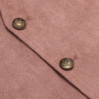 Turkish Rose Pink Solid Suede Waistcoat Vest Set vest set    - Sophisticated Gentlemen
