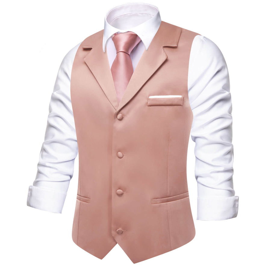 Light Pink Solid Silk Suit Vest Set vest set    - Sophisticated Gentlemen