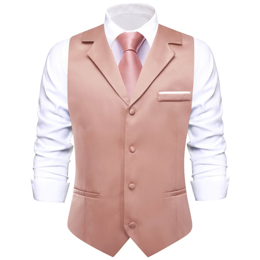 Light Pink Solid Silk Suit Vest Set vest set S (Chest 40")   - Sophisticated Gentlemen