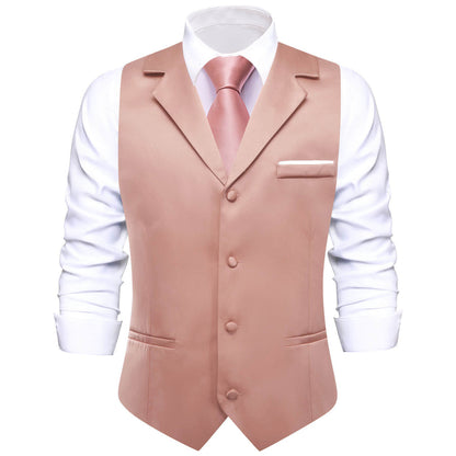 Light Pink Solid Silk Suit Vest Set vest set S (Chest 40")   - Sophisticated Gentlemen