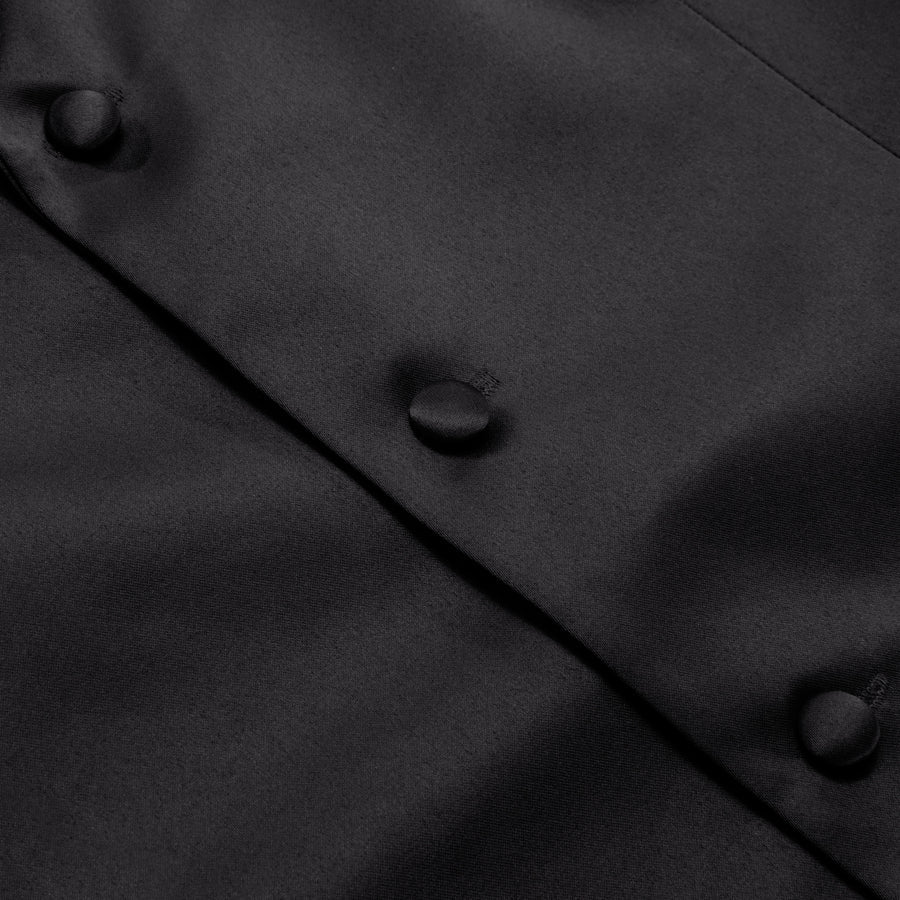 Black Solid Silk Vest Suit Vest Set vest set    - Sophisticated Gentlemen