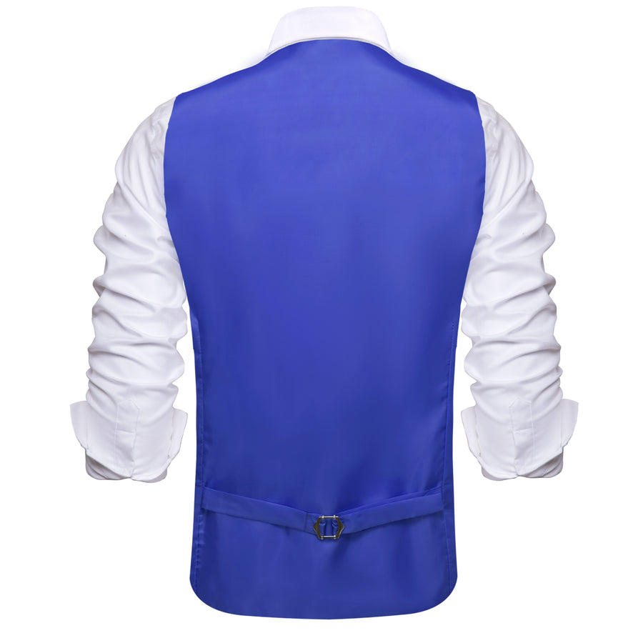 Cobalt Blue Solid Silk Suit Vest Set vest set    - Sophisticated Gentlemen