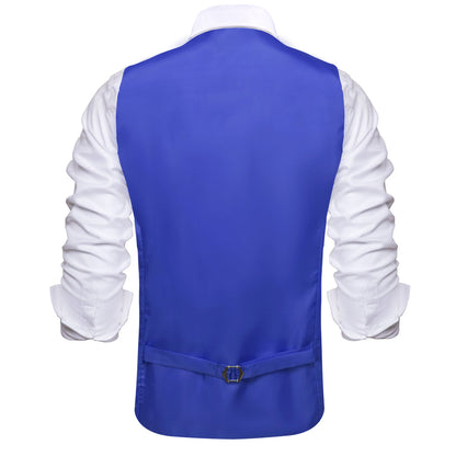 Cobalt Blue Solid Silk Suit Vest Set vest set    - Sophisticated Gentlemen