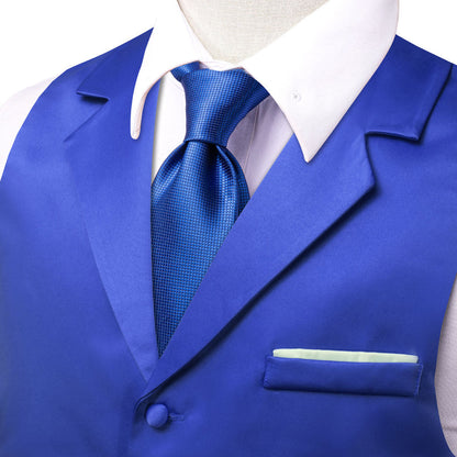 Cobalt Blue Solid Silk Suit Vest Set vest set    - Sophisticated Gentlemen
