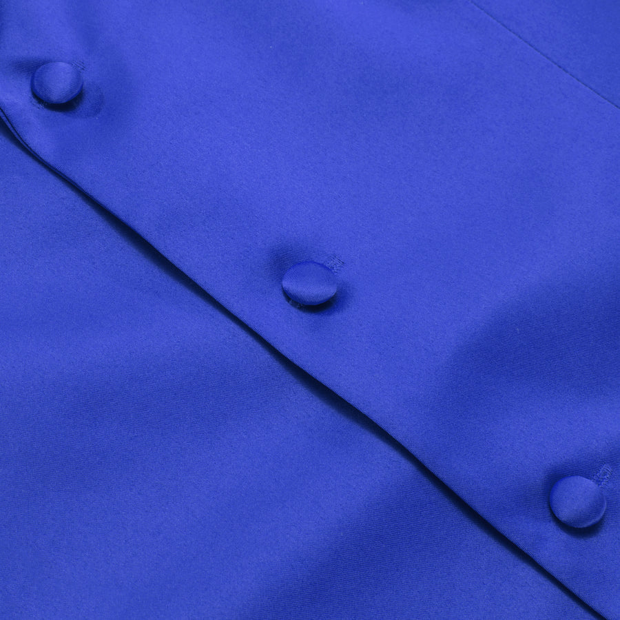 Cobalt Blue Solid Silk Suit Vest Set vest set    - Sophisticated Gentlemen