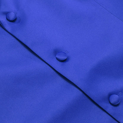 Cobalt Blue Solid Silk Suit Vest Set vest set    - Sophisticated Gentlemen