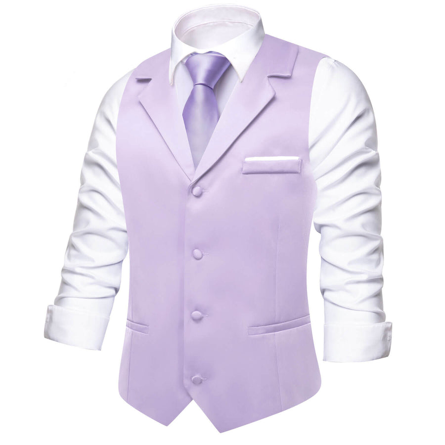 Purple Solid Silk Suit Vest Set vest set    - Sophisticated Gentlemen
