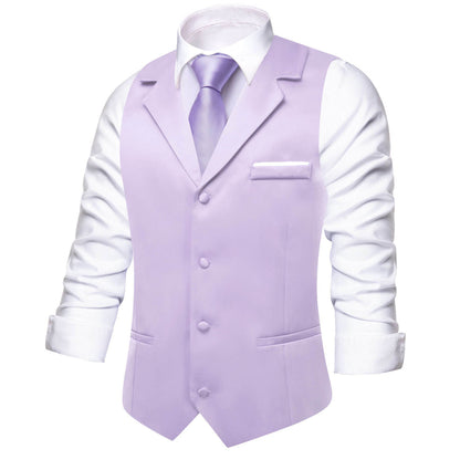 Purple Solid Silk Suit Vest Set vest set    - Sophisticated Gentlemen
