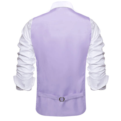 Purple Solid Silk Suit Vest Set vest set    - Sophisticated Gentlemen