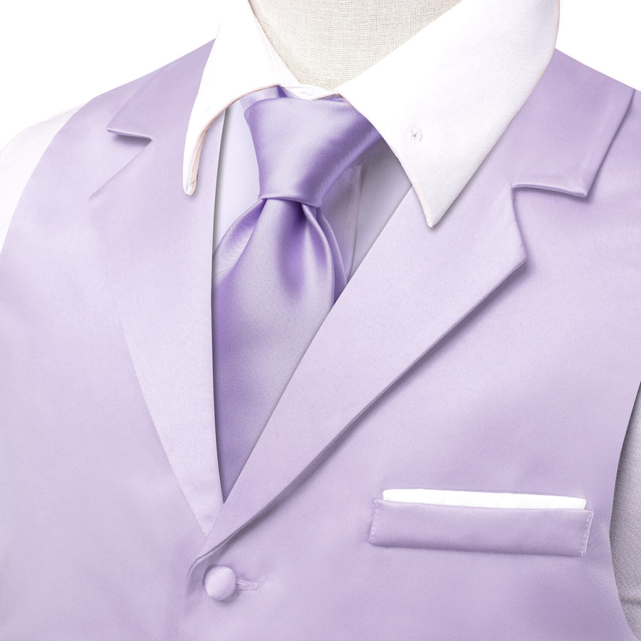 Purple Solid Silk Suit Vest Set vest set    - Sophisticated Gentlemen