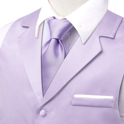 Purple Solid Silk Suit Vest Set vest set    - Sophisticated Gentlemen
