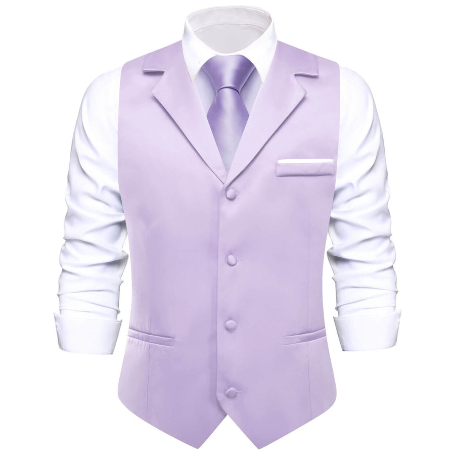 Purple Solid Silk Suit Vest Set vest set S (Chest 40")   - Sophisticated Gentlemen