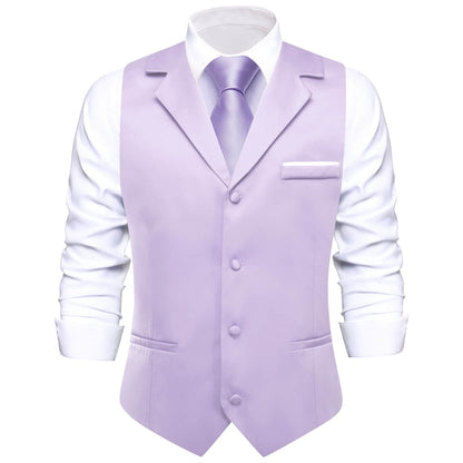 Purple Solid Silk Suit Vest Set vest set S (Chest 40")   - Sophisticated Gentlemen