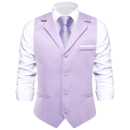 Purple Solid Silk Suit Vest Set vest set S (Chest 40")   - Sophisticated Gentlemen