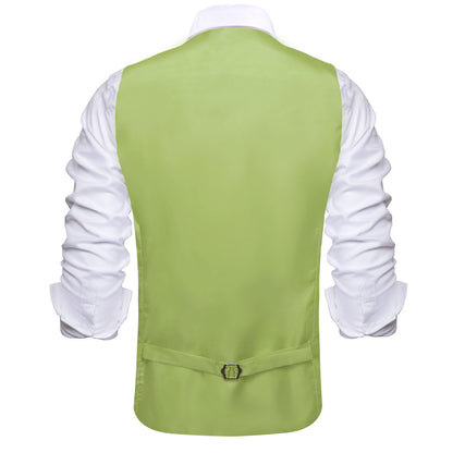 New Sage Green Solid Silk Vest Set vest set    - Sophisticated Gentlemen
