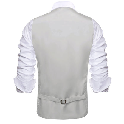 Grey Solid Silk Suit Vest Set vest set    - Sophisticated Gentlemen