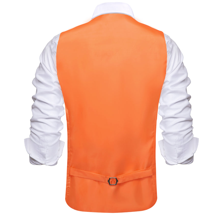 Coral Orange Solid Silk Suit Vest Set vest set    - Sophisticated Gentlemen