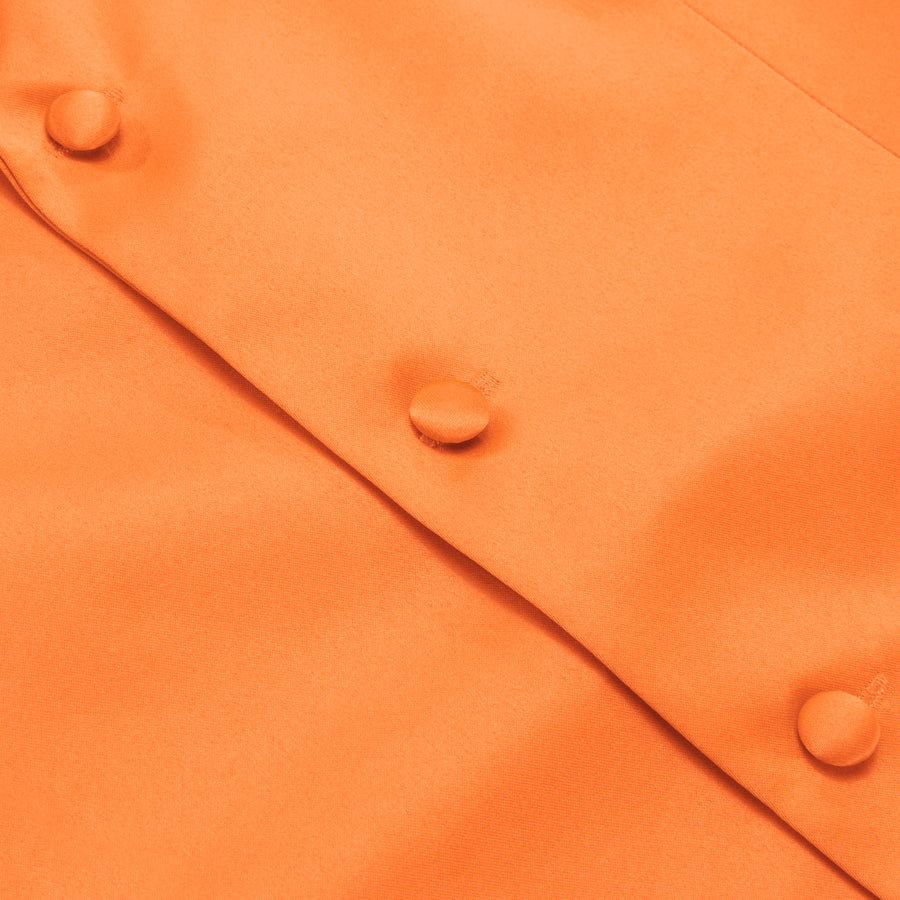 Coral Orange Solid Silk Suit Vest Set vest set    - Sophisticated Gentlemen