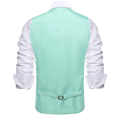 Turquoise Blue Solid Silk Suit Vest Set vest set    - Sophisticated Gentlemen