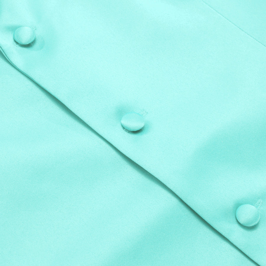 Turquoise Blue Solid Silk Suit Vest Set vest set    - Sophisticated Gentlemen